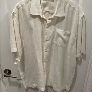 Tommy Bahama Cream Short Sleeve Button Down Shirt 100% Linen